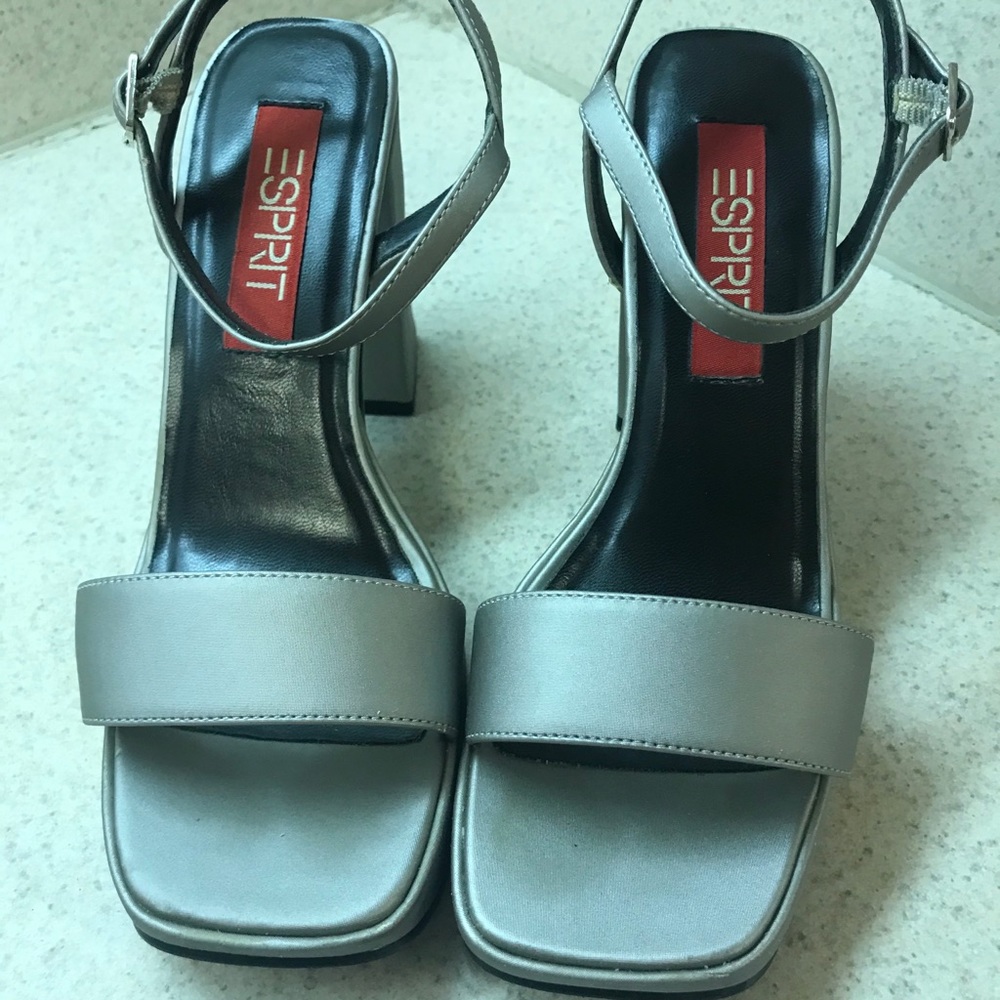 Esprit  high heel. Gray satinlike material. 6.5